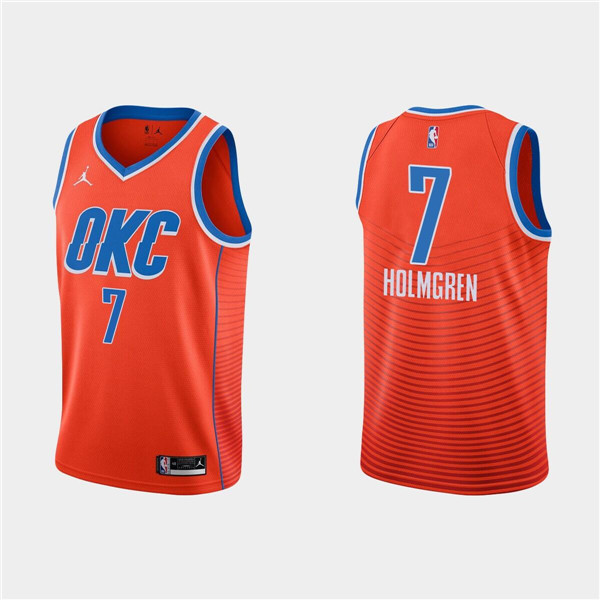 Men's Oklahoma City Thunder #7 Chet Holmgren Orange Stitched Basketball Jersey